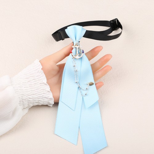 Stage performance shirt Bow tie For women girls  female Korean Japanese fashion college style British blue student graduation shirt tie accessories